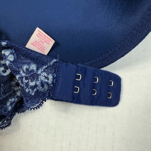 Victoria's Secret Blue Lace Padded Demi Bra Size 34C - Picture 9 of 10